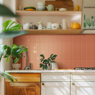 戴纳橙色长条砖复古全瓷手工砖厨房卫生间阳台墙砖地砖咖啡厅瓷砖