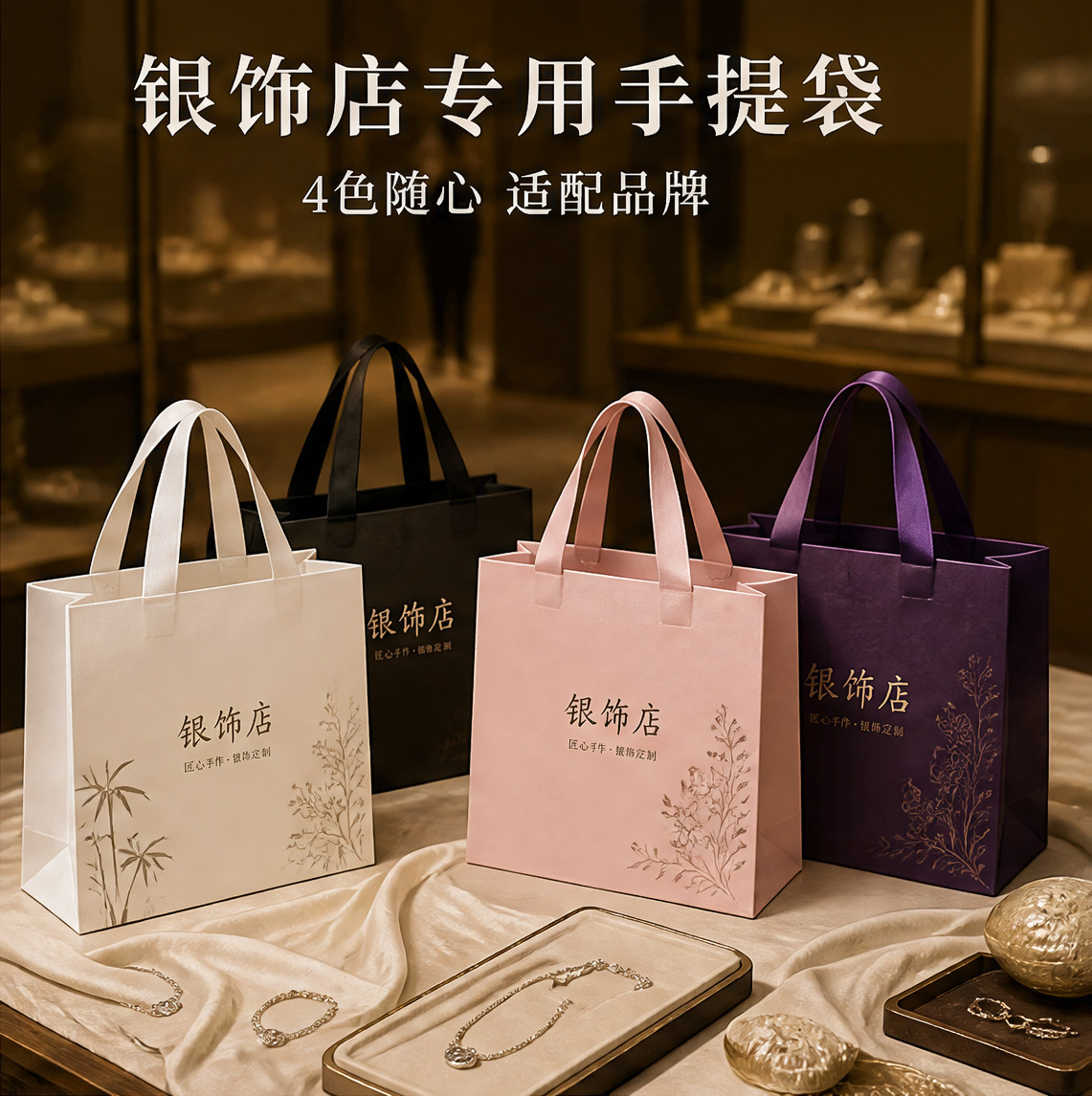 银饰设计店纸袋手提袋高档时尚包装袋定制文玩手拎袋打包袋购物袋