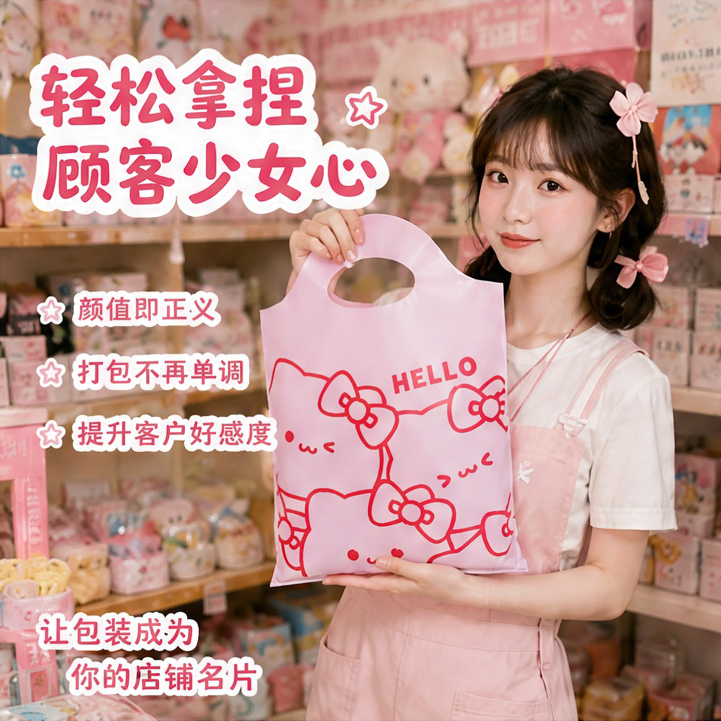 塑料手提袋可爱饰品小包装袋定制卡通礼品袋童装女装购物袋子Y359