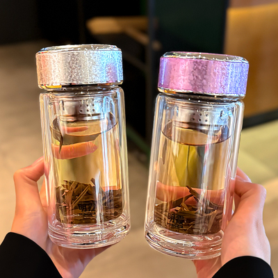 双层玻璃杯隔热耐高温泡茶耐热防爆加厚高颜值水杯女士高硼硅茶杯
