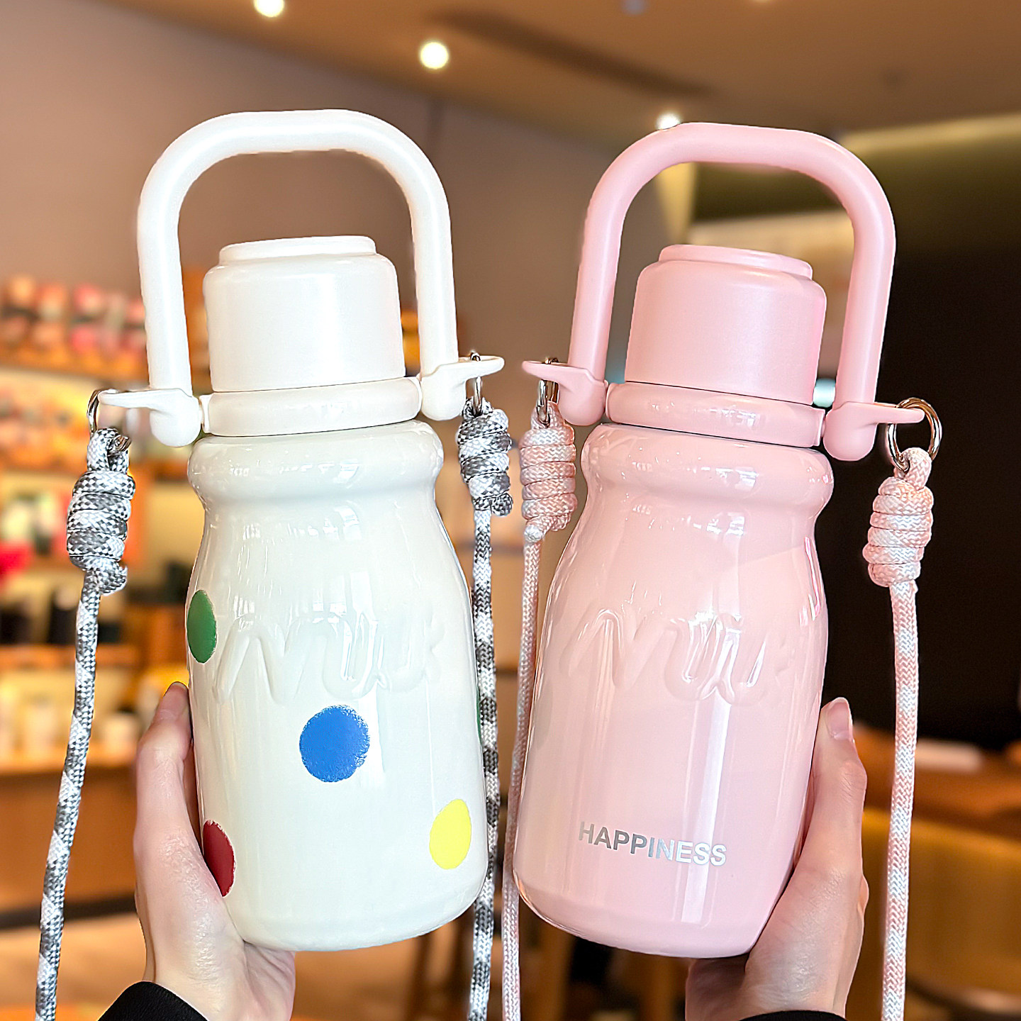 奶fufu牛奶瓶女高颜值便携外带学生上学专用水杯不锈钢儿童保温杯