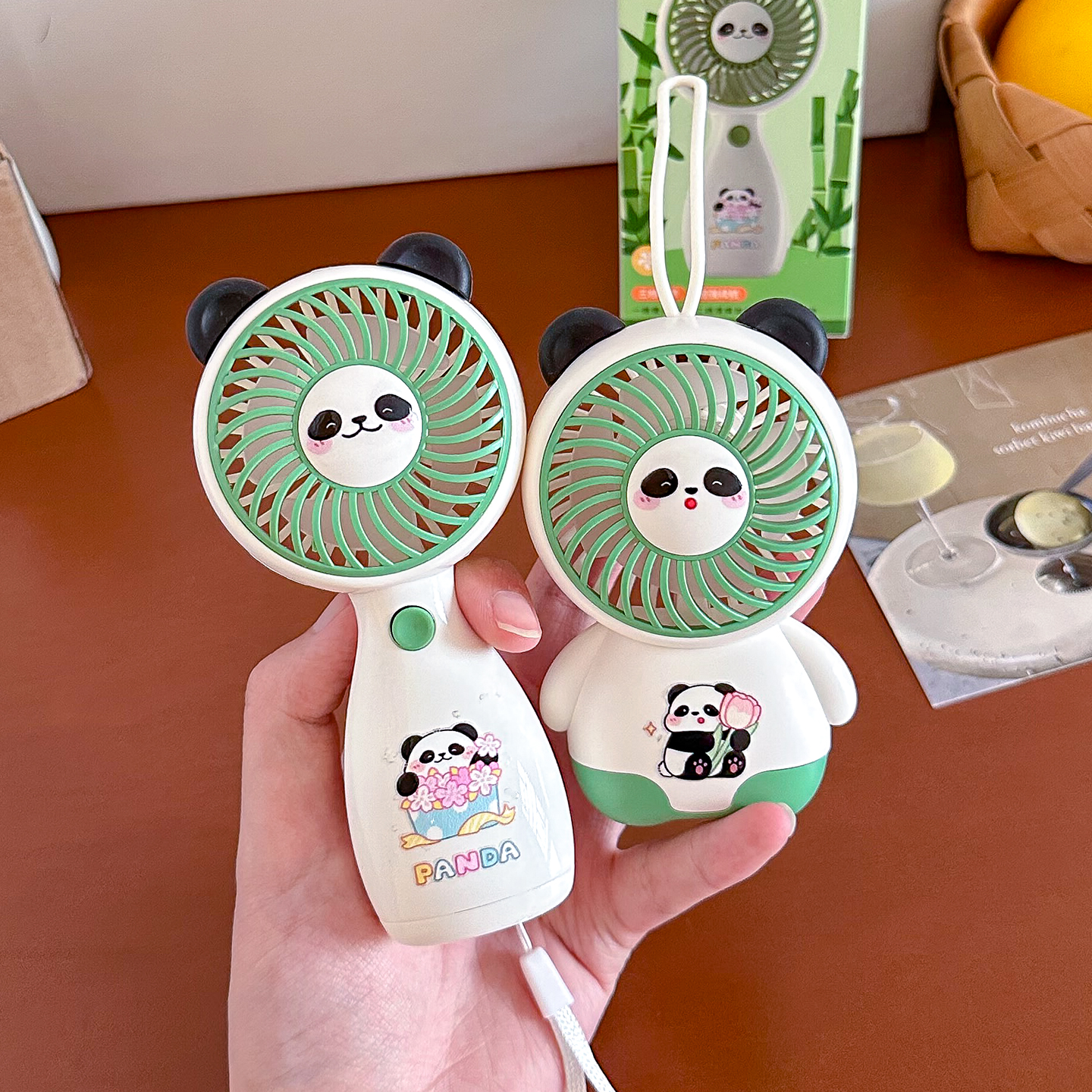 迷你熊猫风扇旅游便携式儿童卡通2025上课学生宿舍户外可充电usb