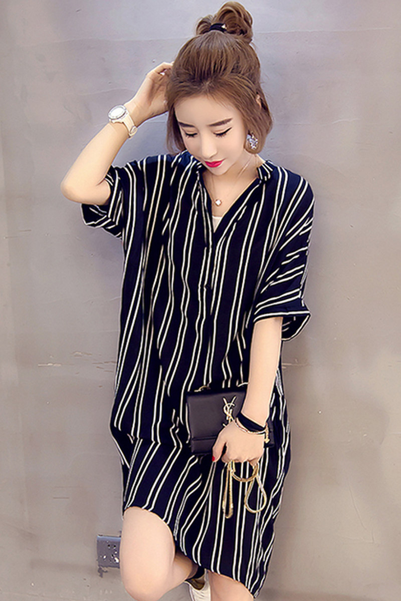 9718#胖mm新款韓版加肥加大碼女裝中長款襯衫胖妹妹夏裝短袖連衣在類目 女裝/女士精品, 大碼女裝中 - 來自Buy2taobao.com提供專業的淘寶代購服務