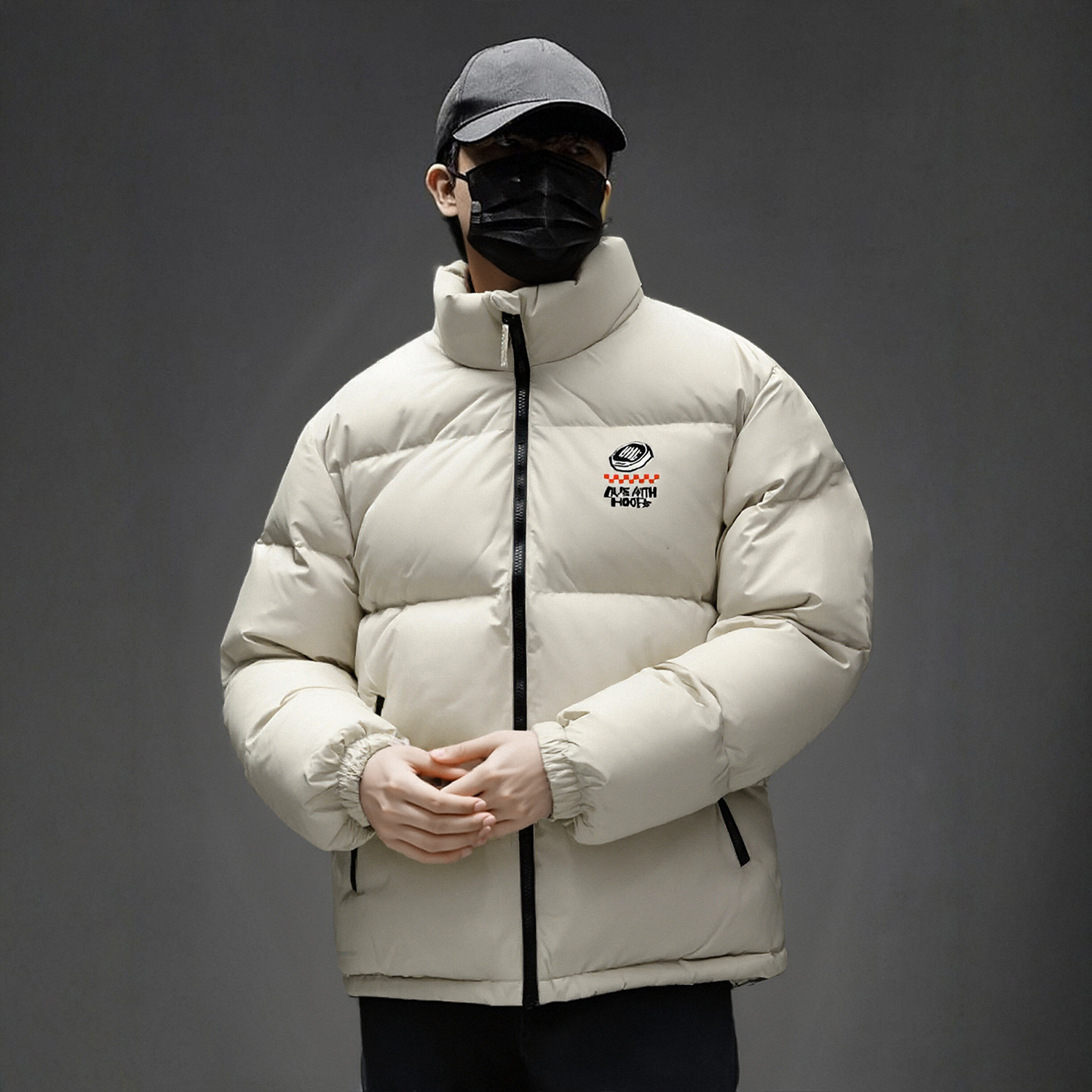 李宁系列2025冬季新款男反伍BADFIVE防泼水时尚宽松鸭绒短羽绒服