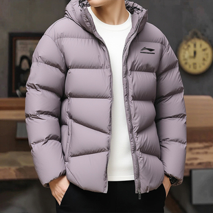 李宁2025冬季 男子CBA篮球系列宽松连帽保暖舒适运动棉服外套 新款