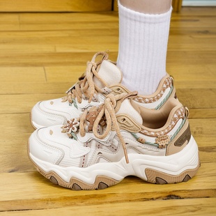 加绒鞋 李宁女款 草莓熊联名休闲鞋 老爹鞋 子 姜饼人2025秋冬猫爪鞋