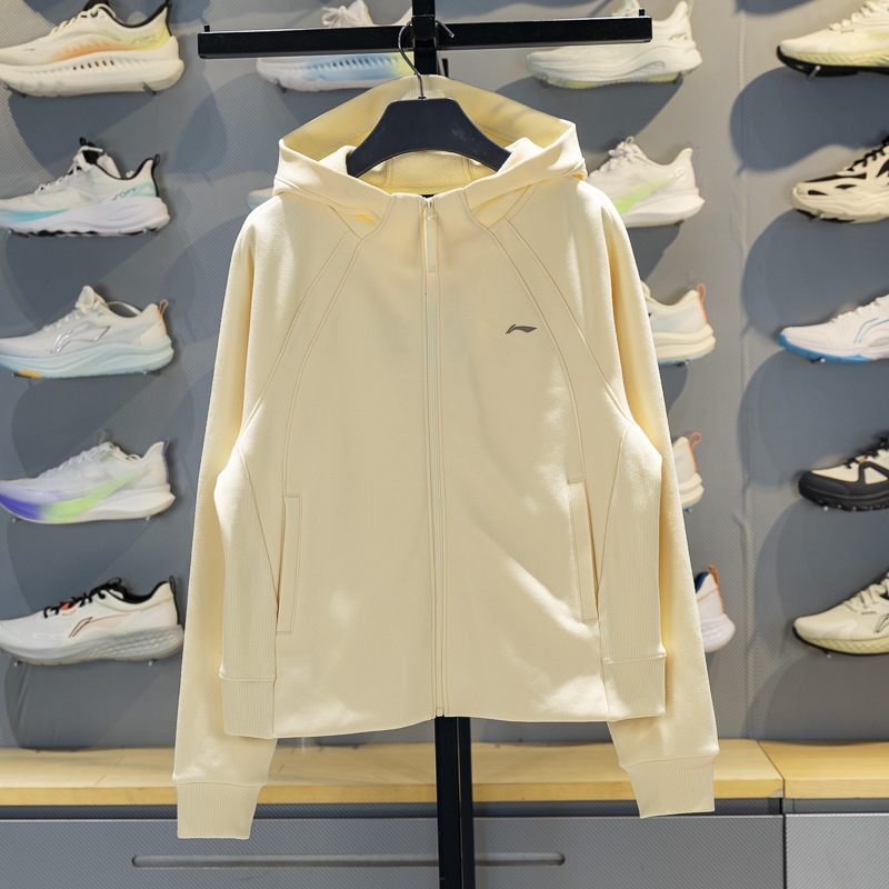 李宁运动系列时尚潮流2025冬季新款女子加绒保暖宽松开衫连帽卫衣