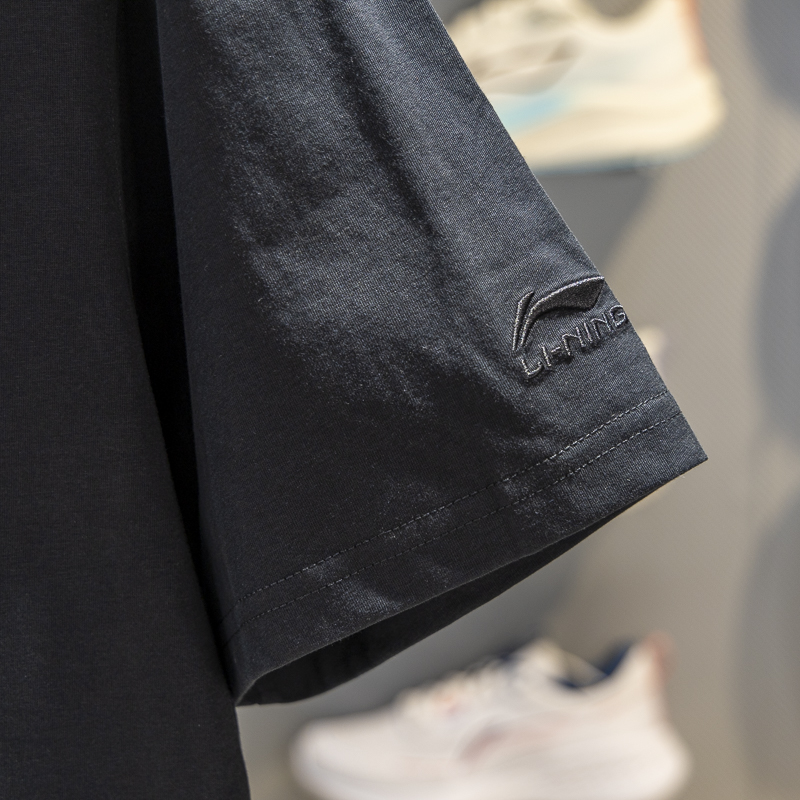 李宁男子2025秋款冰感舒适短袖T恤圆领简约潮流文化衫户外时尚