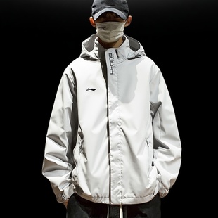 李宁风衣男款2025秋季新款登山服运动休闲宽松舒适防风冲锋衣外套