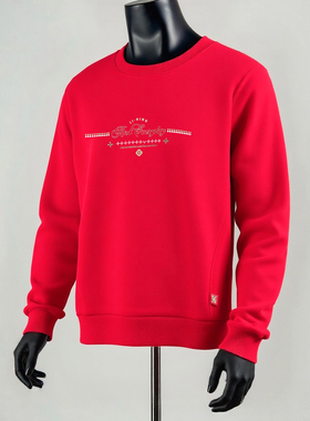 李宁2026马年新年日进斗金系列圆领宽松舒适红色运动卫衣AWDW106