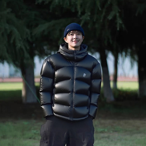 李宁系列2025冬季新款男面包反伍BADFIVE防泼水宽松鸭绒短羽绒服