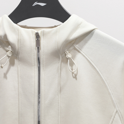 李宁外套女款2025秋季新品亲肤白色舒适宽松开衫连帽卫衣运动潮流