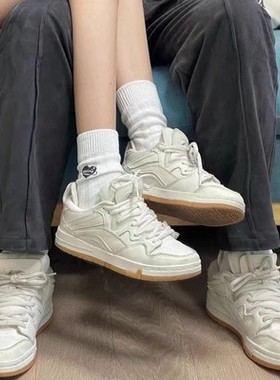 李宁板鞋男女2023鞋子男款惟吾PRO白生胶系列休闲鞋AECT067/068