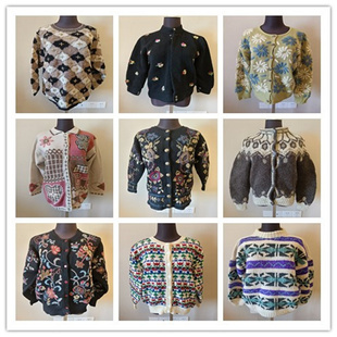 A2vintage古着毛衣外套女秋冬款小众宽松日系百搭慵懒风上衣