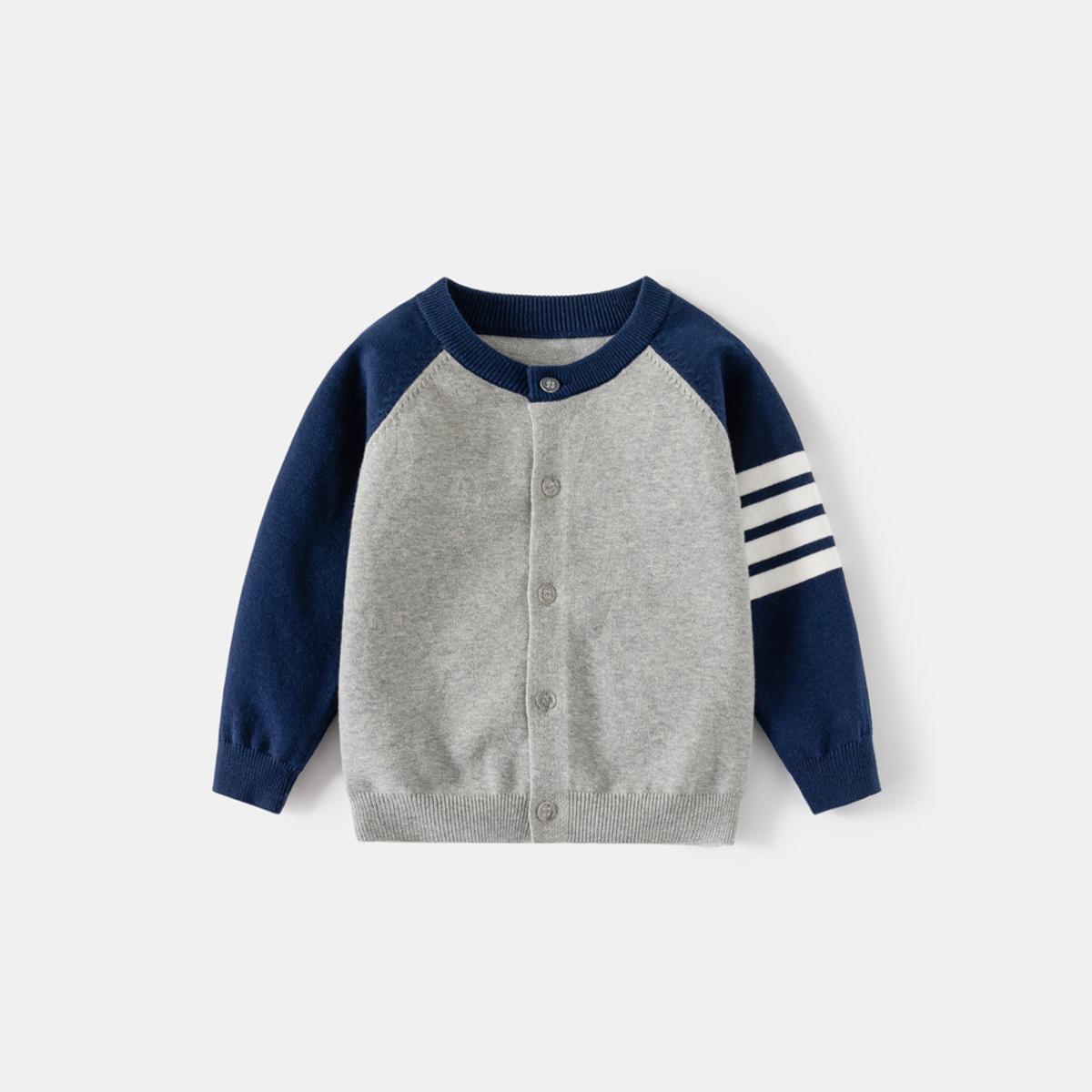 儿童针织开衫撞色毛衣外套