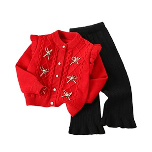 特价撤柜童装女童套裤两件套装时髦套裙秋冬新款洋气款假两件套