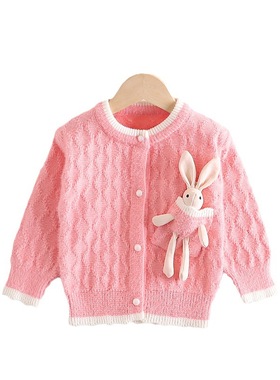 特价撤柜童装女宝宝可爱上衣洋气毛衣开衫毛衣加厚秋冬 KK23808