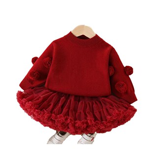 二折清仓特价撤柜童装毛衣秋冬手工球球毛衣女宝可爱公主针织