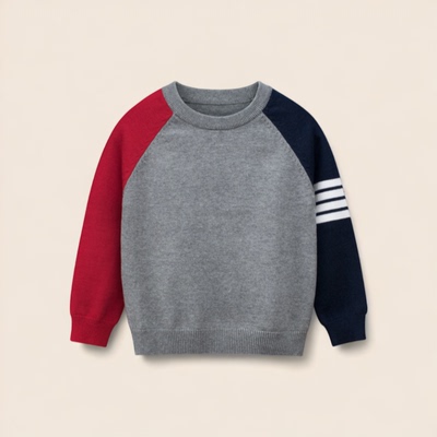 特价撤柜童装中小童欧美休闲男童撞色针织毛衣潮3433