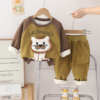 品牌三折特价撤柜0-4岁可爱男女童婴幼加厚棉保暖两件套 ZQ255202