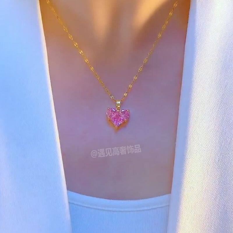 钛钢项链不掉色永久2026新款爆款网红女款爱心不褪色高颜值锁骨链
