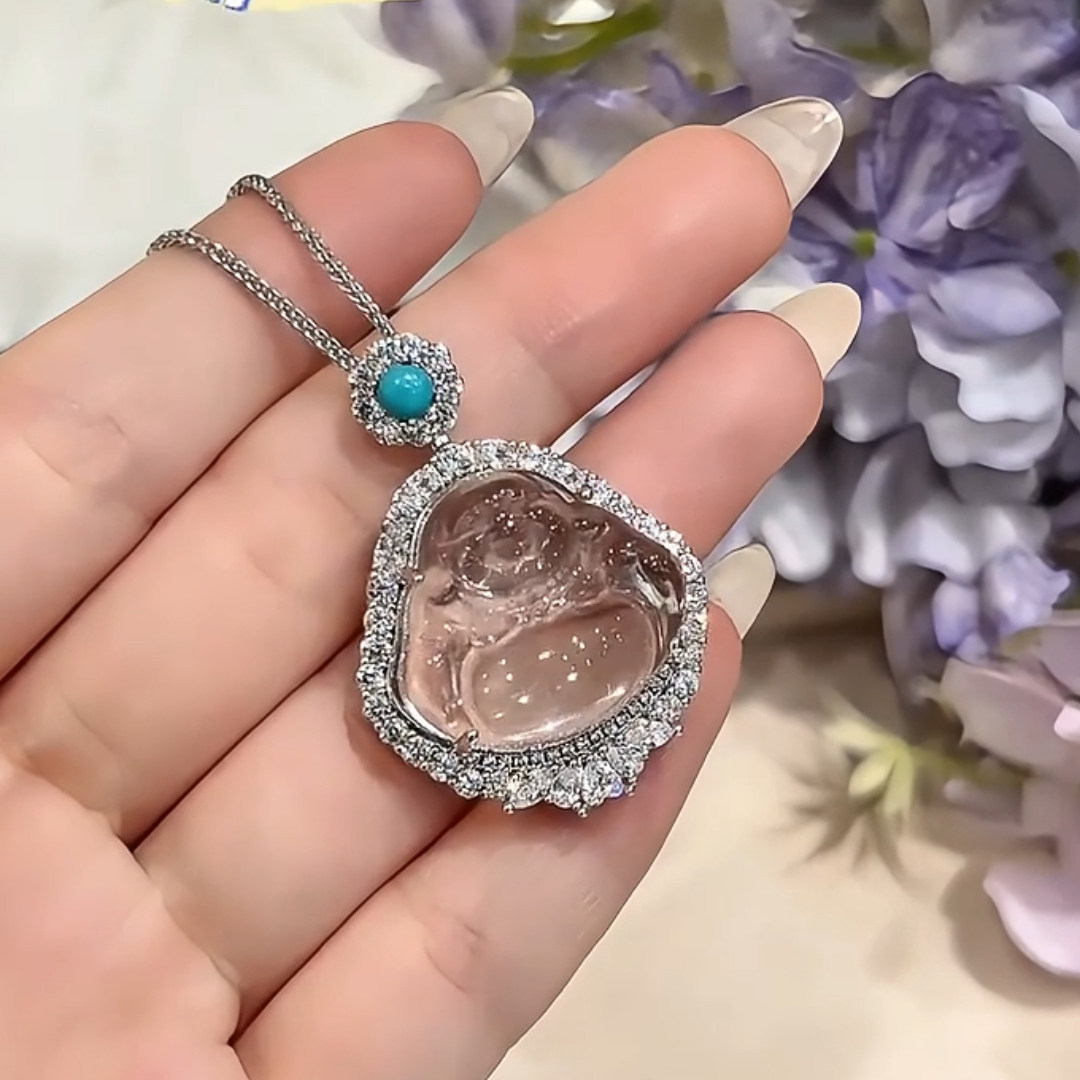 新中式仿玉髓佛公锁骨链女款