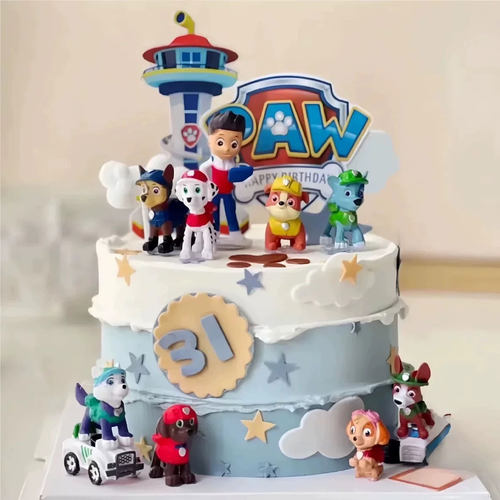 网红狗狗队长烘焙蛋糕装饰摆件狗狗生日插牌卡通儿童男孩装扮插件
