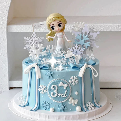 网红艾莎公主女生烘焙蛋糕装饰摆件爱莎雪宝冰雪奇缘城堡雪花插件