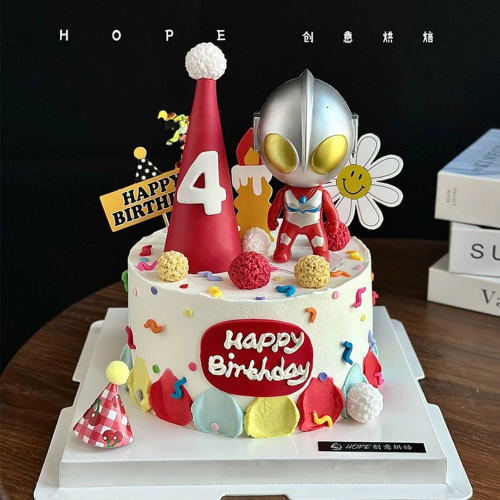 网红奥特曼蛋糕装饰摆件咸蛋超人恐龙怪兽儿童生日男孩周岁装扮