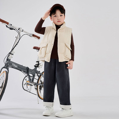 男童加绒裤子秋冬款女童儿童加厚奥粒绒灯芯绒保暖一体绒外穿长裤