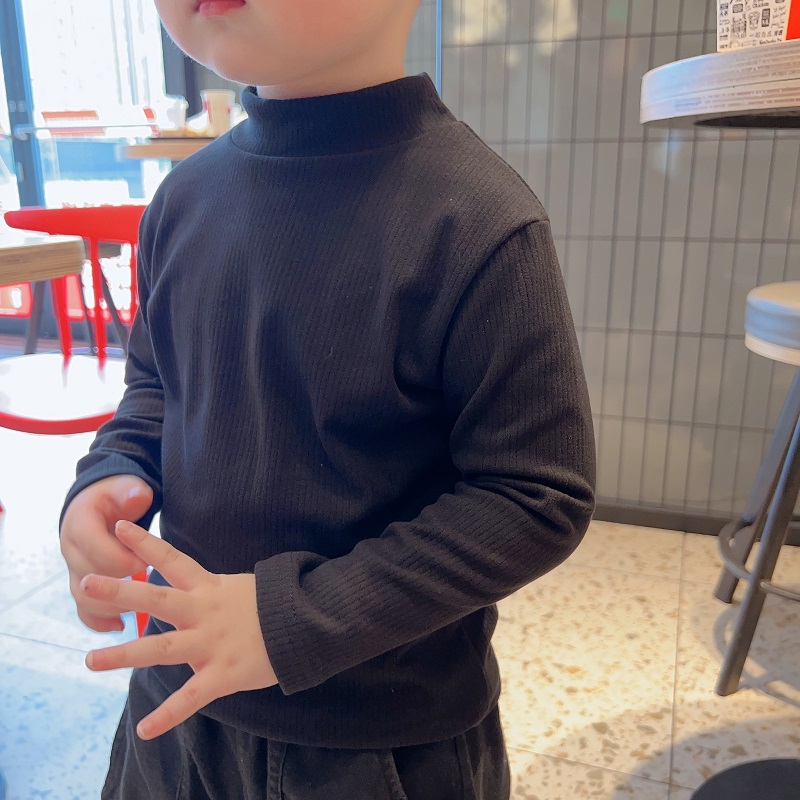 女童打底衫半高领秋冬季保暖上衣羊绒儿童大红色本命年内搭亲子装