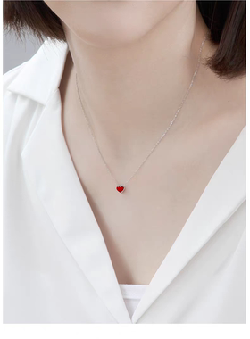 小红心S925纯银项链女轻奢小众设计感锁骨链2026新款爆款颈链配饰