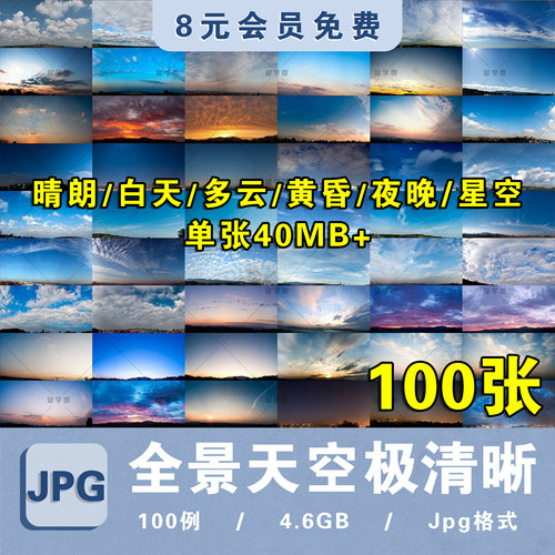 2025高清全景天空贴图PS后期背景蓝天白云黄昏夕阳日出日落素材