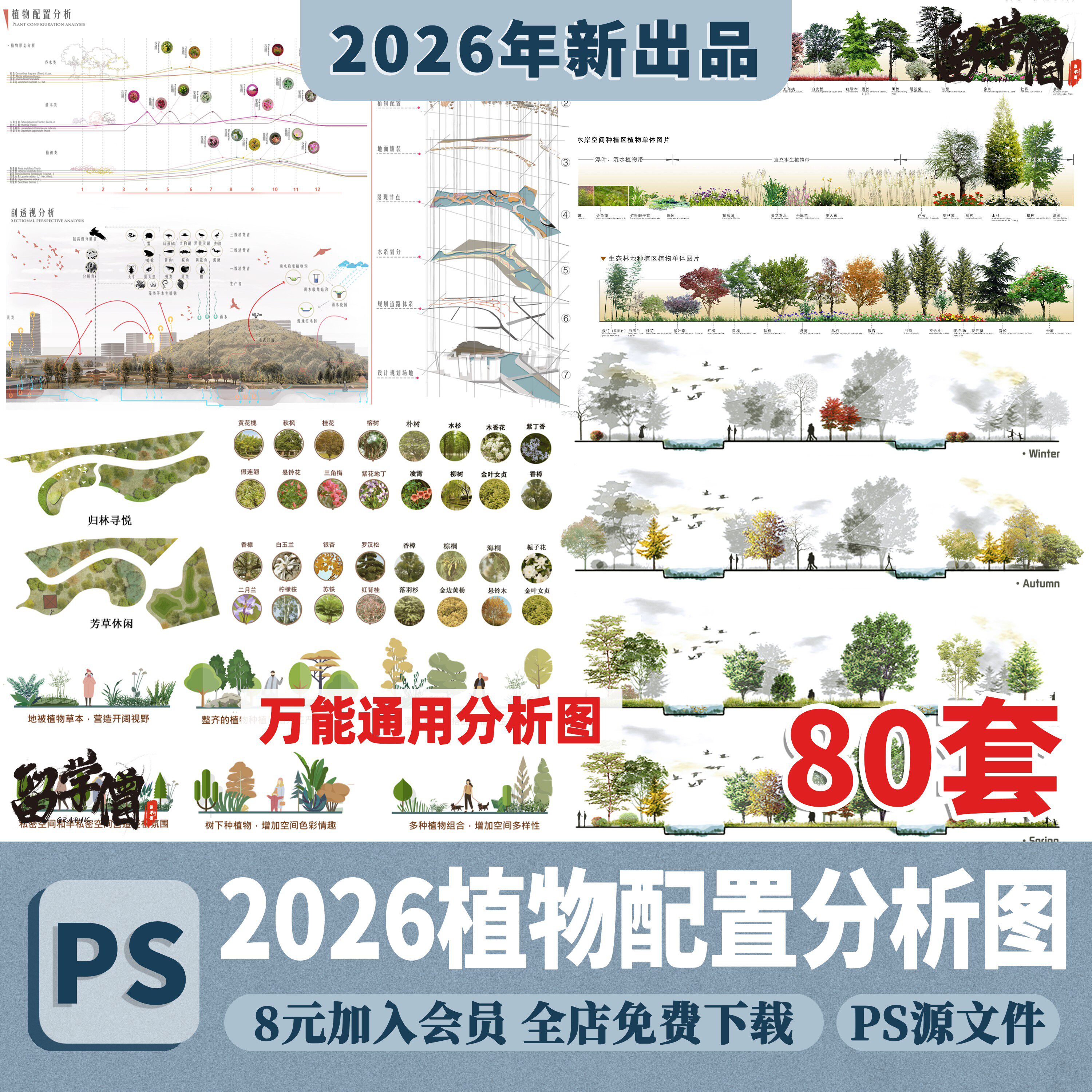 生态公园竞赛风 园林景观植物配置植被分析图 搭配 PSD分层PS素材 - 实物图