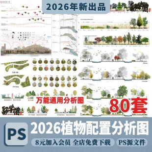 生态公园竞赛风 园林景观植物配置植被分析图 搭配 PSD分层PS素材