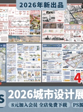 2026ps城市设计展板模板A1A0城市更新厂区更新展板排版ps分层素材