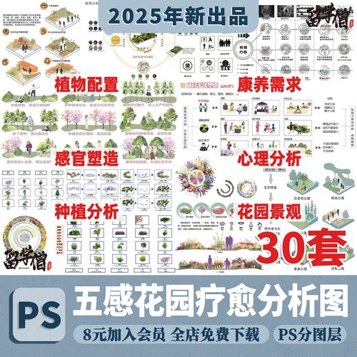 五感花园种植分析园艺疗法植物配置康养疗愈治愈PS分析图PSD素材