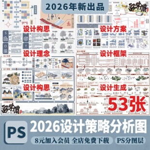 景观规划方案背景概念设计思路构思元素演变策略PSD分析图PS素材