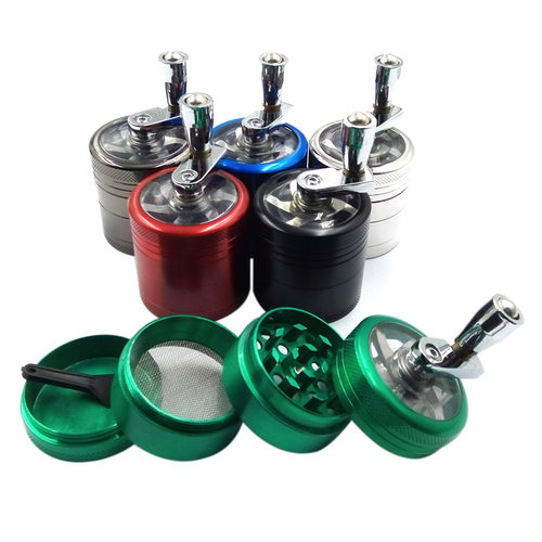 40mm4层手摇磨烟器带手柄碎烟器烟草研磨器斗客卷烟器grinder