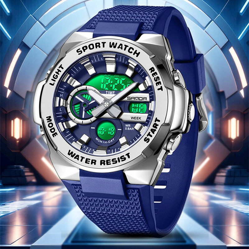 品牌多功能男士入伍防水夜光军训运动大表盘双显腕表潮流小众手表