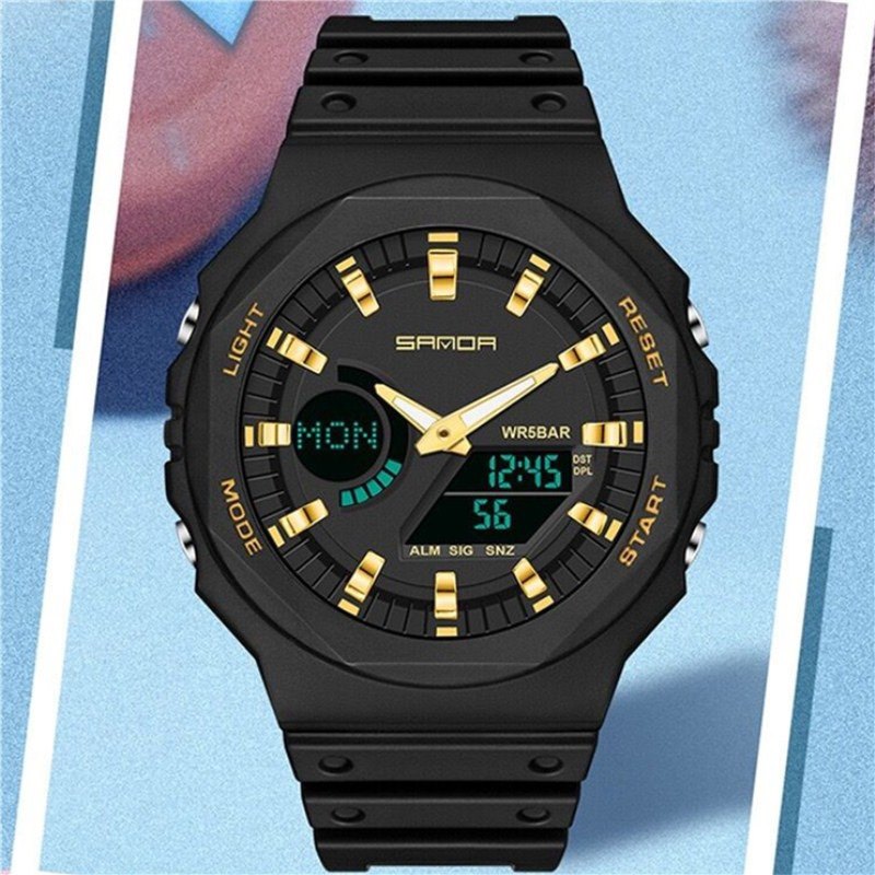 八角形新款多功能手表橡树初高中学生党防水运动女款夜光电子男表