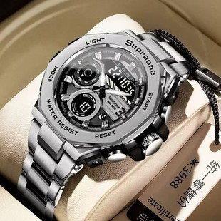 官方正品经典多功能双机芯男钢铁之芯防水夜光时尚潮流运动手表