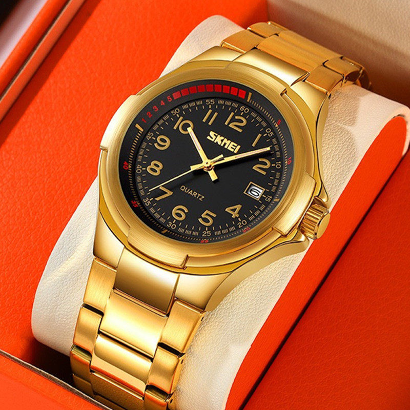 时刻美桂花情怀复古时尚潮流钢带男款女款防水夜光石英表国潮手表