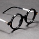 手工粗框老花镜男士 复古圆框加宽大脸眼镜女