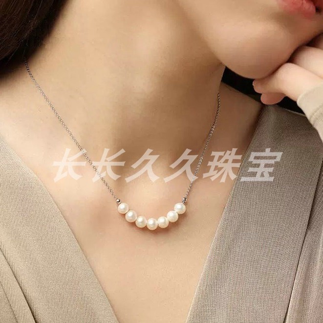 微笑链*天然淡水正圆无暇珍珠S925锁骨链精致轻奢高级感女神DIY款
