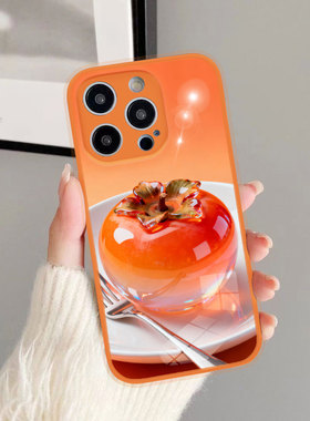 适用华为mate60proplus手机壳PuraP70保护套nova12SE水晶柿子P80独特500橙色柿柿如意好事发生吉祥荣耀magic6