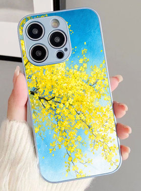 适用VIVOX300P黄色小碎花水彩唯美花朵小米civi5pro春天OPPOK13Turbo手机壳华为nova14活力版荣耀400一加ACE5