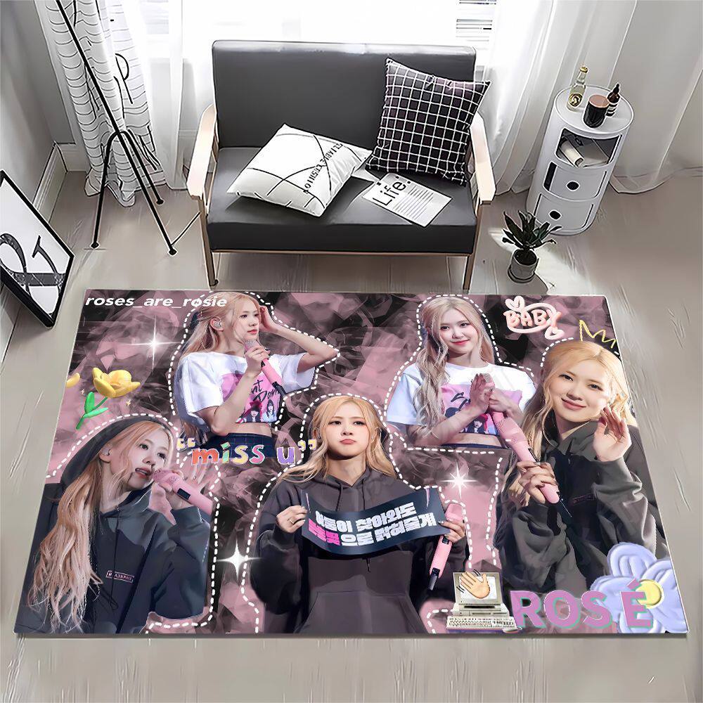 BLACKPINK合集客厅装饰地毯房间床边地垫朴彩英粉丝周边飘窗地毯