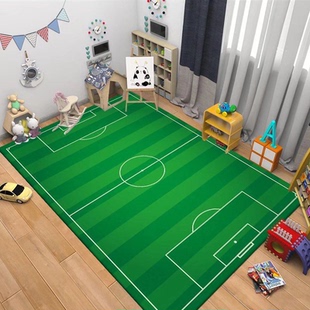 绿茵场足球场地毯男生室内游戏运动绿色地垫客厅看球卧室地垫家用
