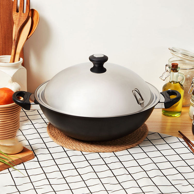 美国美亚MEYER不粘锅双耳大煎锅炒锅电磁炉明火通用不锈钢盖36cm